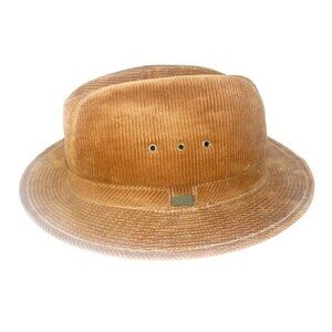 Vintage Dobbs Backtrails Corduroy Fedora Hat Plaid Lining Ventilation Eyelets L